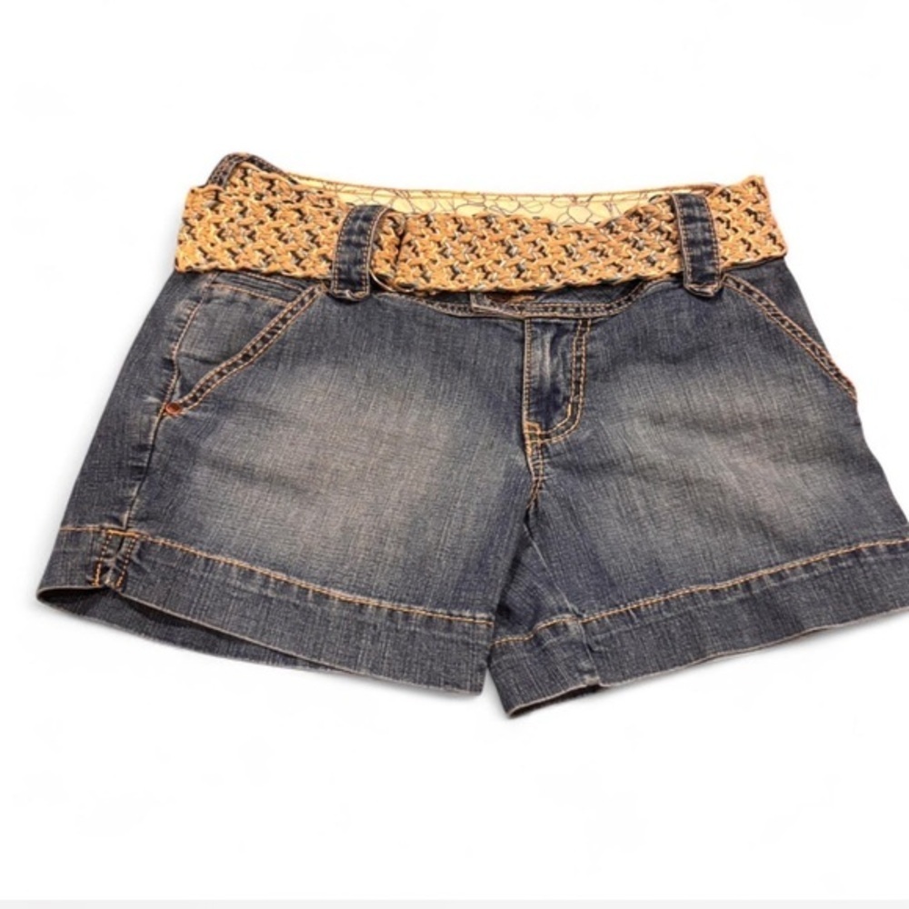 Apt. 9 Boho Braided Waistband Mid Rise Stretch Denim Jean Shorts Size 4